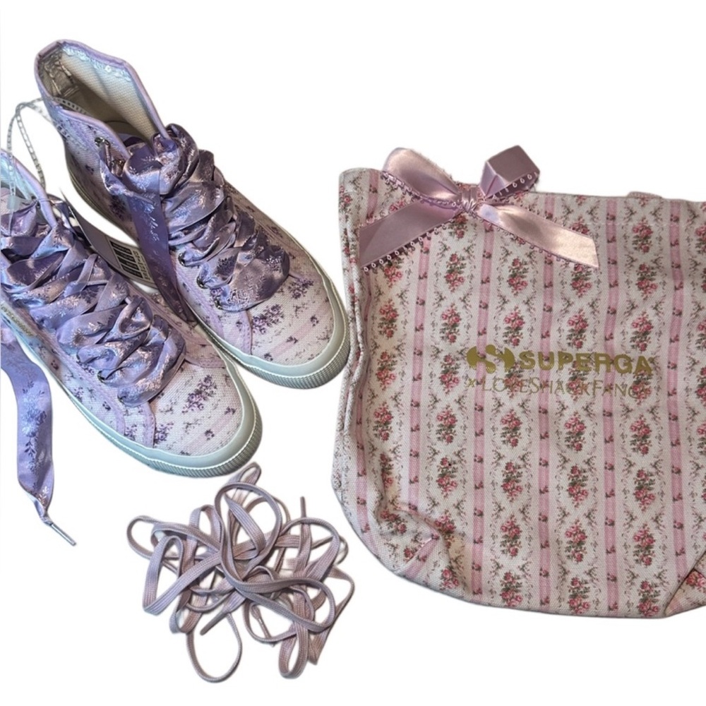 Superga x LoveShackFancy NWT - 2795
Floral Satin Ribbon Hightop - Ripe Grapevine - Picture 3 of 10
